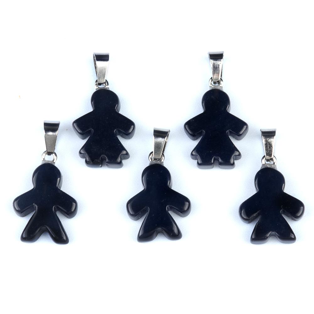 1 st Mini Reiki Healing Naturlig Sten Hänge, Pojke Flicka Form Kristall Agat Ametist Ädelstenar Berlocker för Smyckestillverkning DIY Halsbandstillbehör 20×16mm