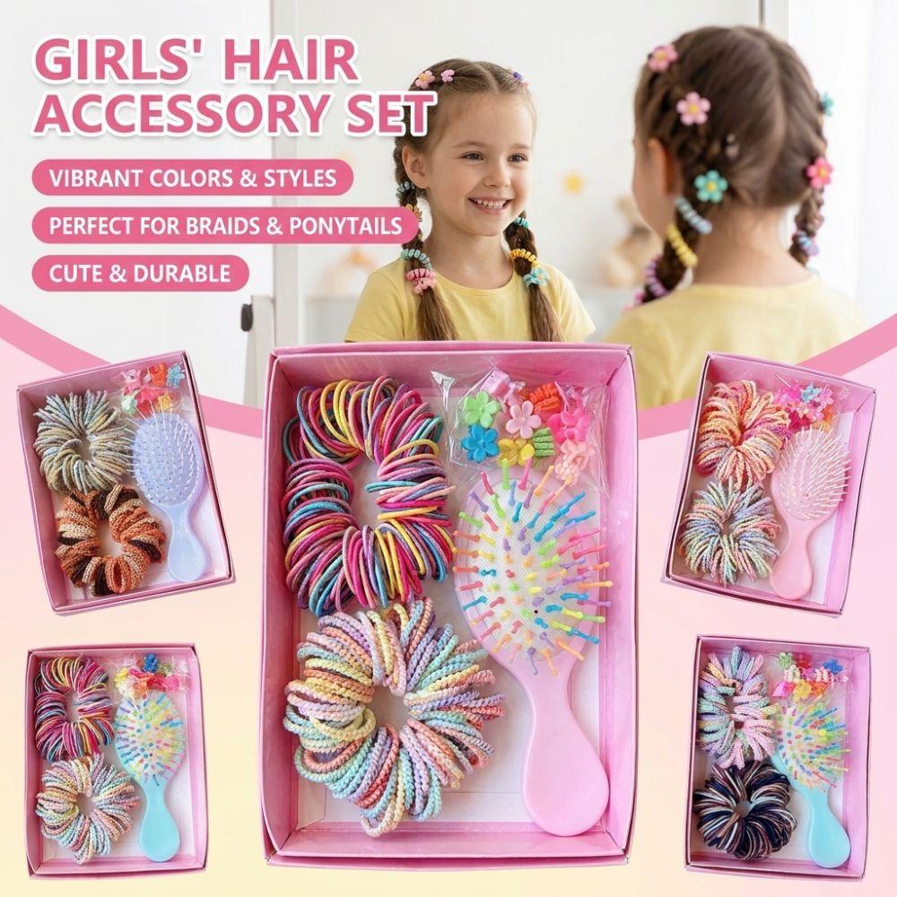 No Hurt Hair Girls Hair Bands High Elastic Hair Ties New Hair Accessories Set Princess Gift Set