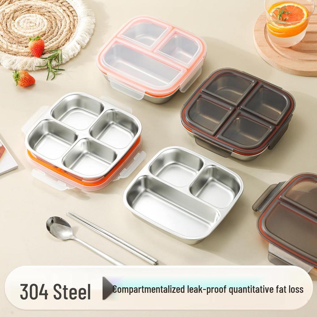 304 Stainless Steel Compartment Lunch Box | Sealed for Portion Control | Office & Microwave Safe