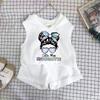 Girls Cotton Cartoon Print Tank Top And Shorts Set Fashionable Summer Two Piece Outfit For Kids