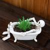 Bathtub Skeleton Ornament Halloween Skeleton Decor Skeleton Flower Pot Resin Planter for Succulents Halloween Decor Desktop