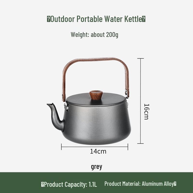 Large Portable Outdoor Camping Coffee and Tea Kettle серый