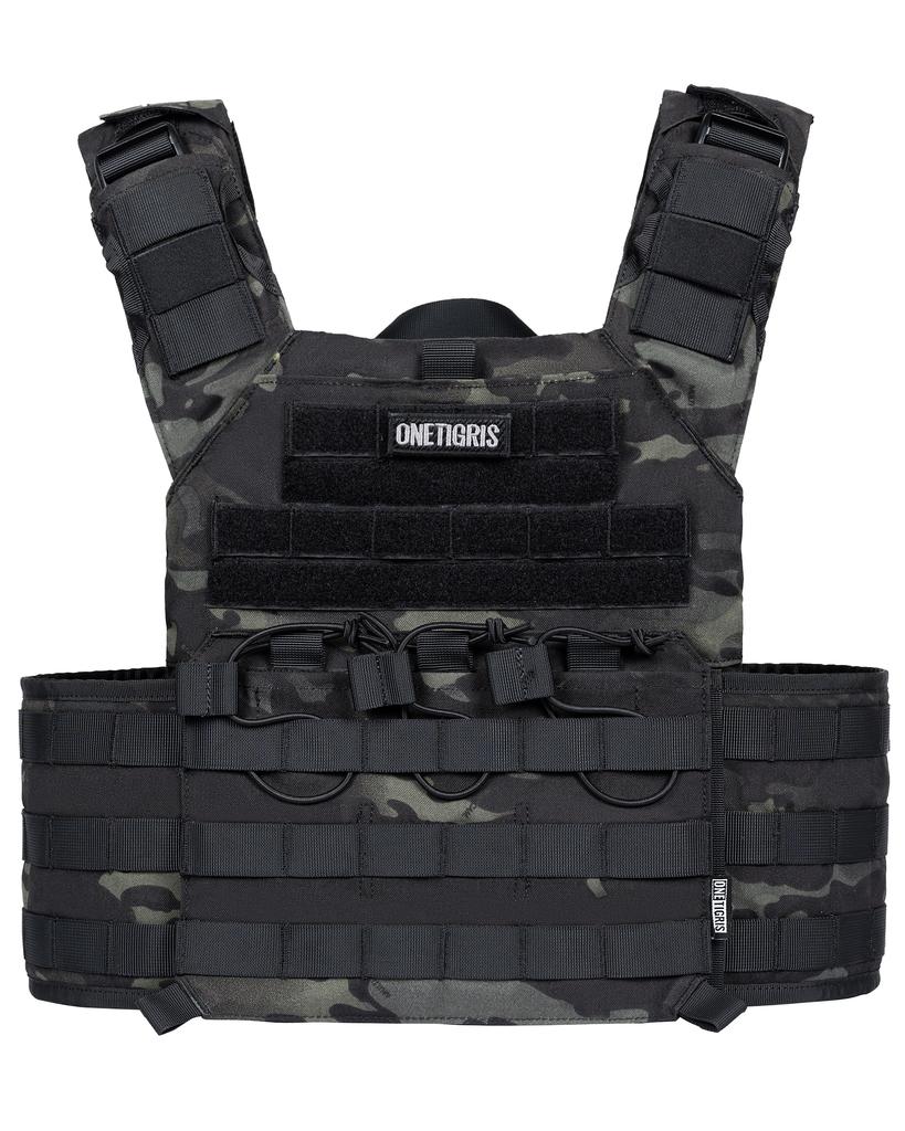 OneTigris Adjustable Tactical Vest 500D Nylon MOLLE Plate Carrier with Quick-Release Straps Breathable Military Gear for Men