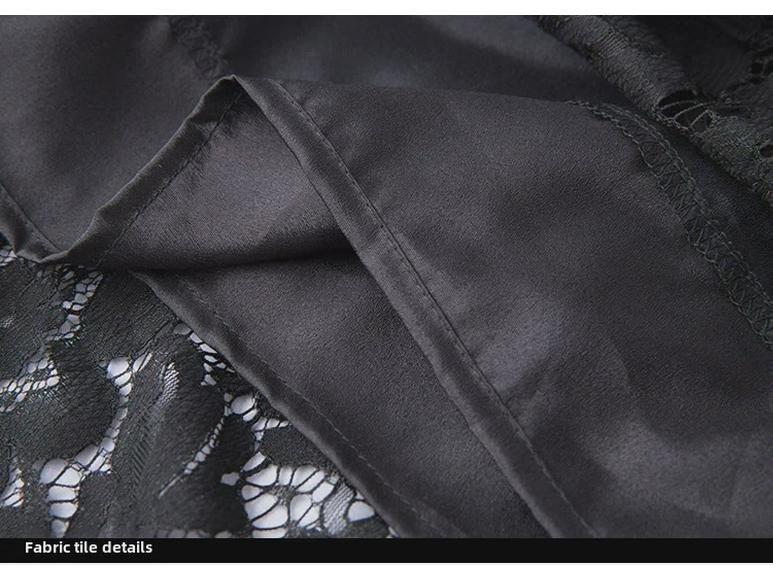 V-Neck Eyelash Lace A-Line Dress, European Style, Summer Fashion, Plus Size, Mid-Length Skirt, Fits Up to 200 Pounds