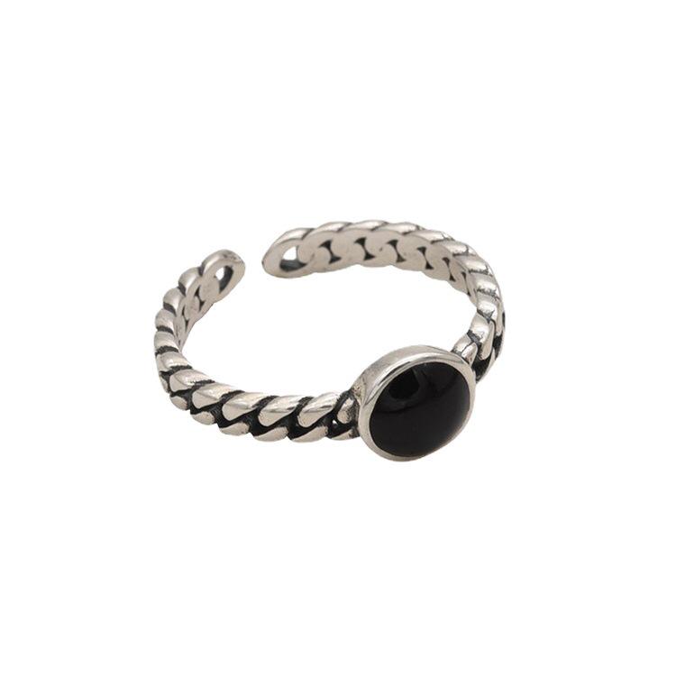 European S925 Retro Twist Stackable Open Ring for Women - Adjustable Cross Index Finger Ring, Trendy Internet Celebrity Style.