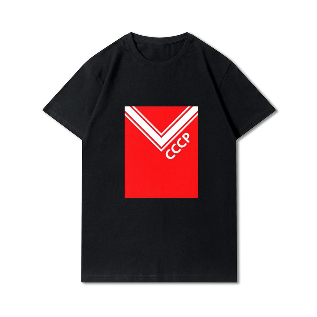 Plus Size Summer Men T Shirts 100% Cotton Cccp Printed Casual Short Sleeves Top Tees