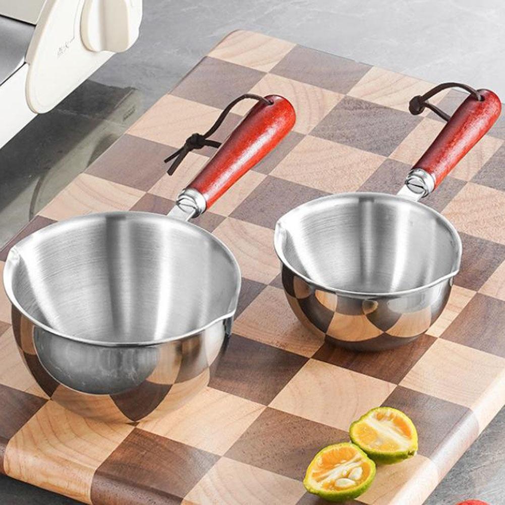 1pc 150/300/500ML Stainless Steel Mini Frying Pan Hot Oil Pan Hot Sauce Small Pot Cooking Butter Melting Pot Kitchen Supplies