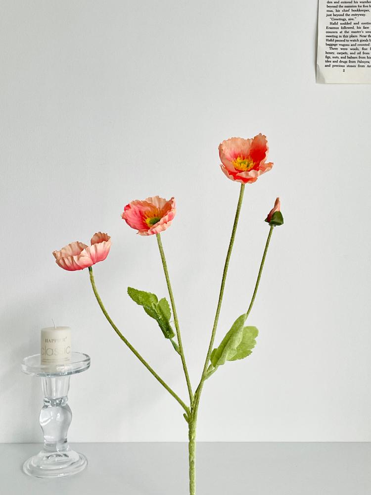 Poppy Pink Icelandic Artificial Flower Bouquet for Living Room Decoration