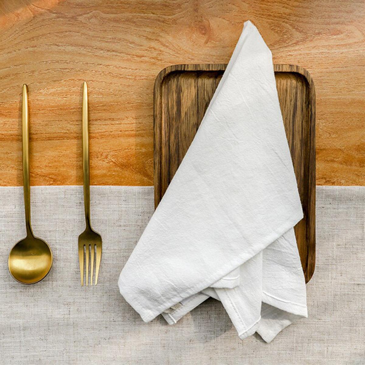 Customized White Wrinkled Cotton Linen Dinner Napkins Hemstitched Washed Guest NapkinsWedding Table Napery Cloth Kitchen Napkin Customized белый