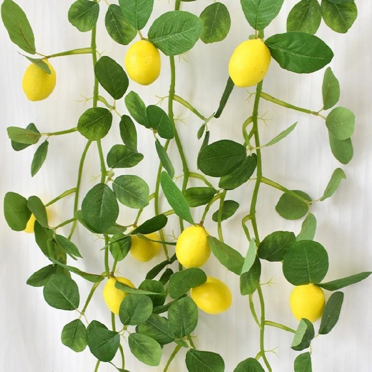 2Pieces Faux Lemon Branches Realistic Decorative Lemon Stem Faux Fruit Branches for Indoor and Outdoor Use