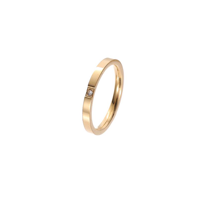 Damenring aus hochwertigem, nicht anlaufendem 2 mm Edelstahl mit Diamanten besetzt, Titan