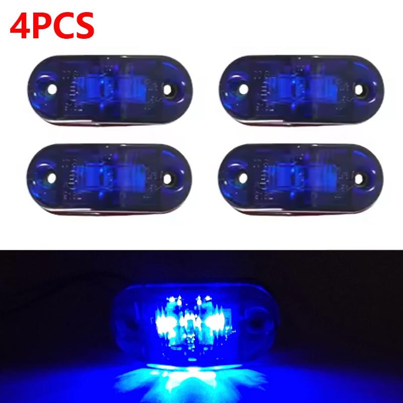 2/4Pcs Led Side Marker Lights 12v 24v Trailer Trucks Car Warning Lamp Clearance Signal Strobe Light Waterproof Oval Amber Lamp