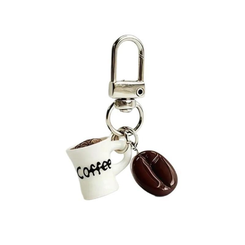 Simulation Coffee Cup Keychain Miniature Resin Mini Coffee Cup Bag Pendant Portable Cartoon Coffee Beans Keychain