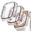 Cover For Apple Watch Case 44mm 45mm 41mm 40mm 38 42mm Bling Diamond bumper+Screen Protector Glass Iwatch Series 9 8 7 5 6 4 SE