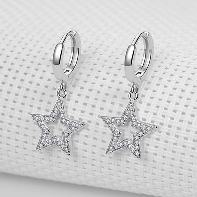 Neue 925 Sterling Silber Kristall Stern Charm Ohrstecker für Frauen Mädchen Elegant Party Schmuck Allergie Vorbeugen Eh1318