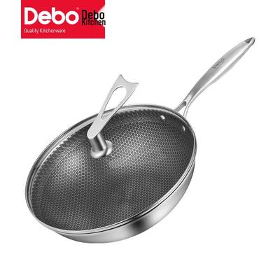 Debo 32cm Stainless Steel Wok with Lid