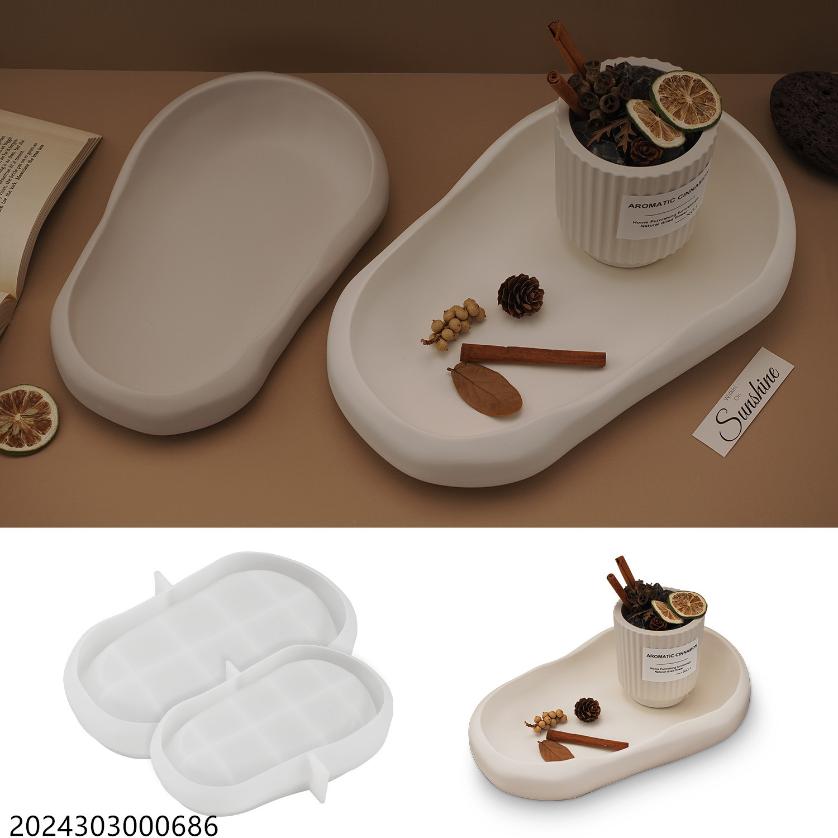 1 Pcs Irregular Oval Pallet Concrete Mold Storage Tray Home Decor Storage Tray Epoxy Resin Mold Nut Storage Plate Cement Mold