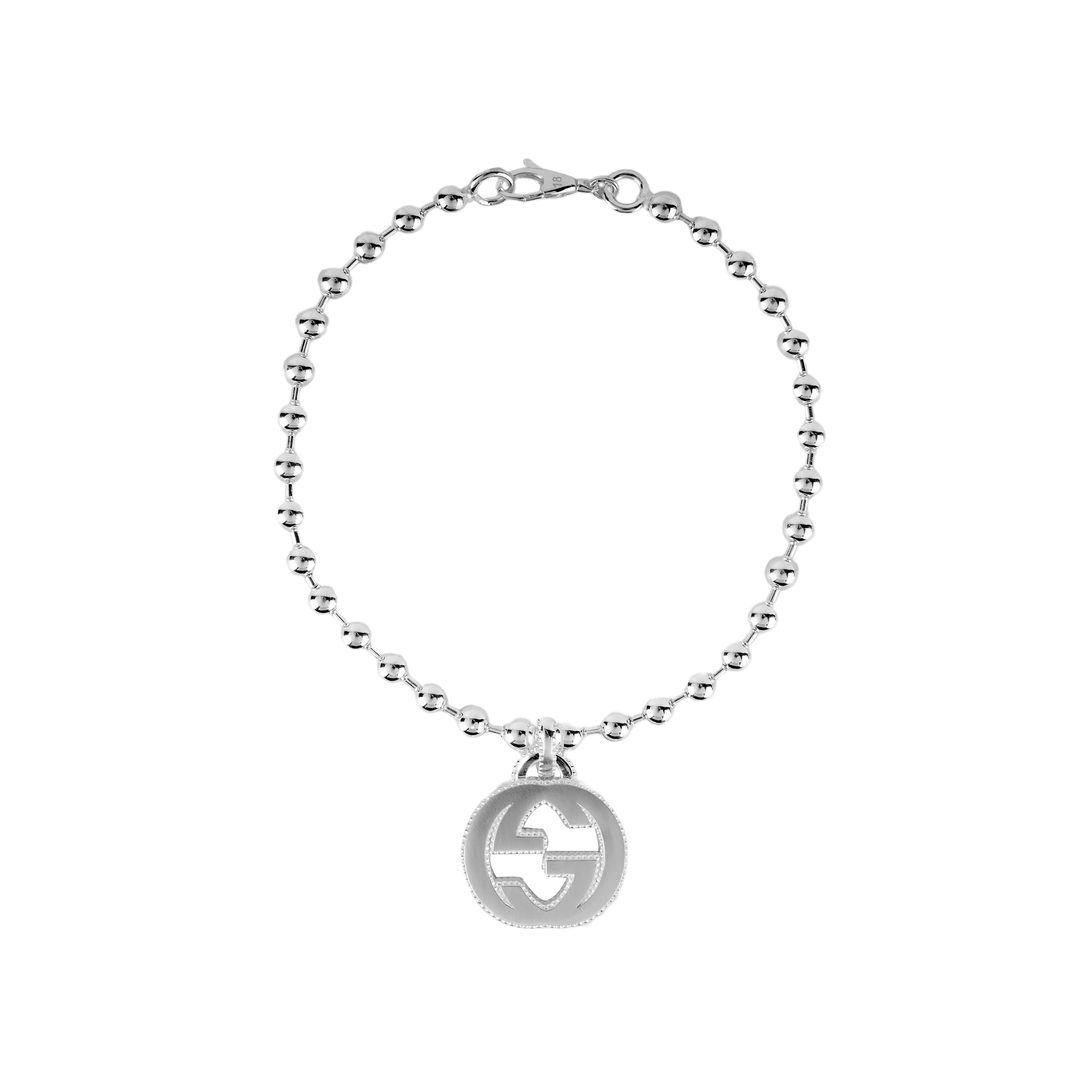 Gucci Interlocking Double G Pattern Shiny 925 Silver Bracelet Unisex Bracelets 479226-J8400-8106 17cm