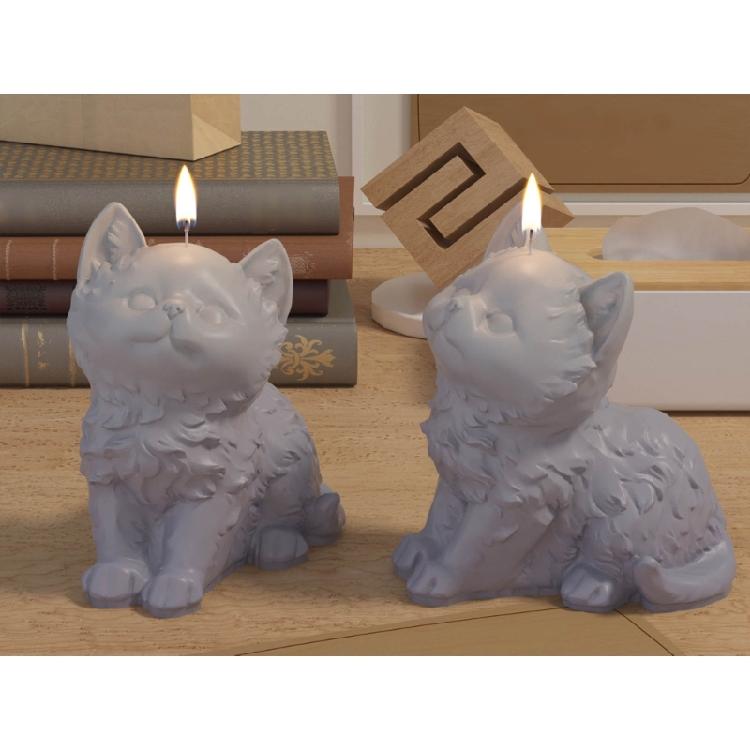 Ornaments Molds Cute Cat Shape Statue Molds Silicone Candle Mold for Crafting