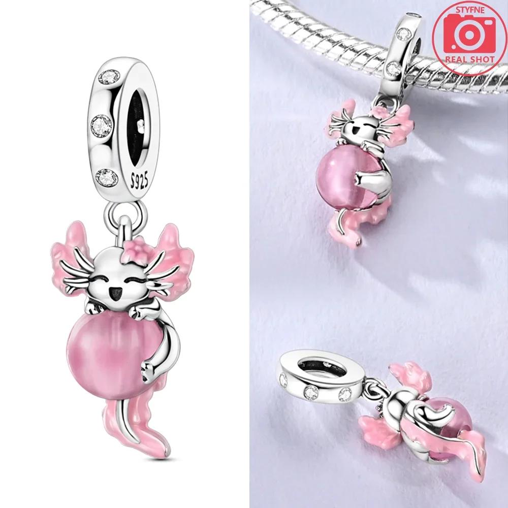 Original Butterfly Red Crab Crayfish Heart Blue Zircon Charm Beads Fit Braceletcopper Women Diy Fine Gift Jewelry Necklace