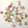 100 Pcs Wooden Cute Flower 2 Holes Buttons Sewing Scrapbooking DIY