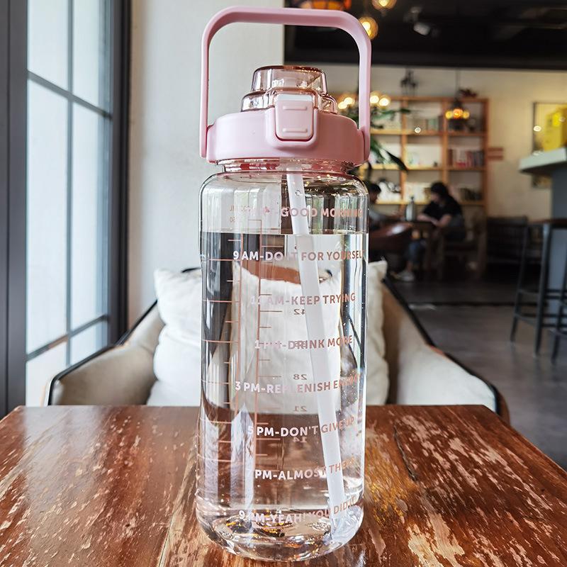 Large capacity water bottle, summer sports straw, plastic cup, heat-resistant , men s and women s largewater bottle, 2000ml 1500-2000ml