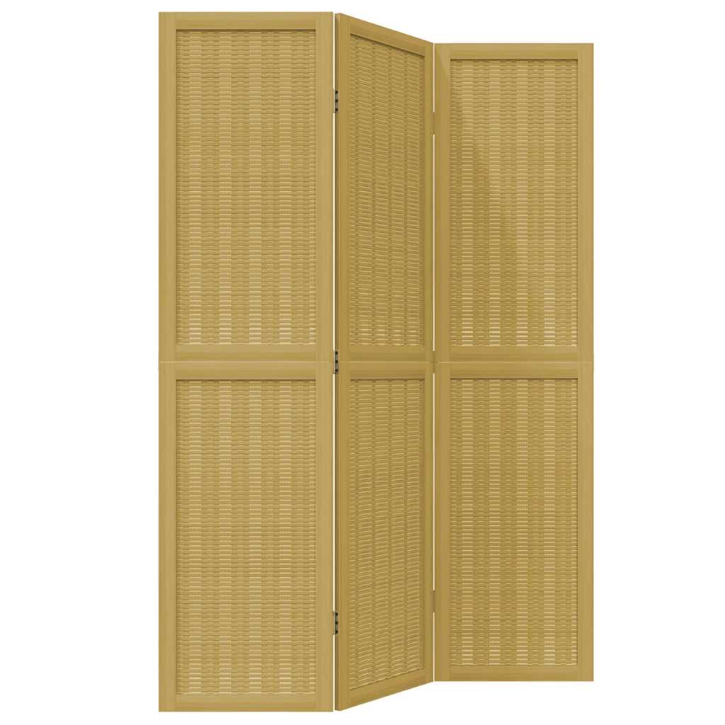 3 Panel Room Divider Brown Solid Paulownia Wood