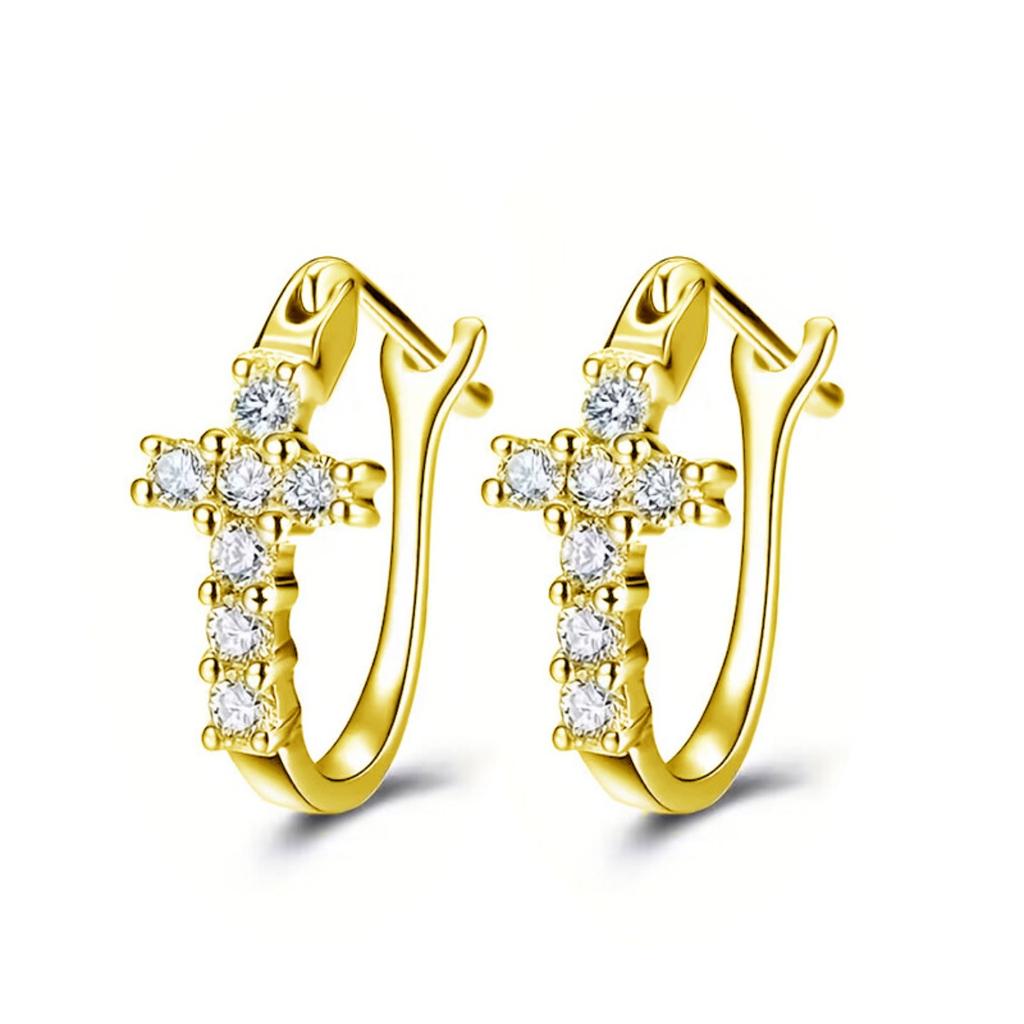 Cross Design Huggie Hoop Earrings for Women Minimalist Jewelry