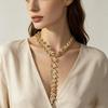 European & American Wheat Ear Y-Shaped Long Tassel Pendant Necklace for Banquet or Fashion Show