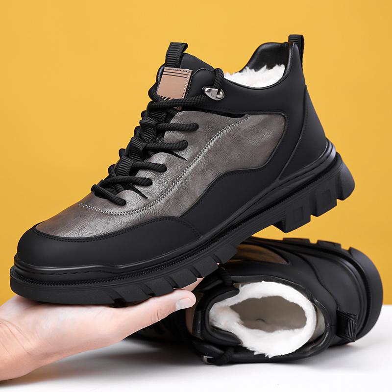 

outdoor fashionable versatile anti slip workwear bootsCasual comfortable snow boots men winter warm high top cotton shoes 44 чорний
