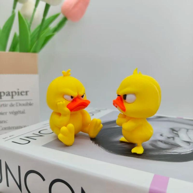 3D Tisk Naštvaná Žlutá Kachna Soška Bílé Oči Vtipná Kachna, Humorná Vnitřní Venkovní Vánoční Domácí Dekorace a Dekorace do Auta