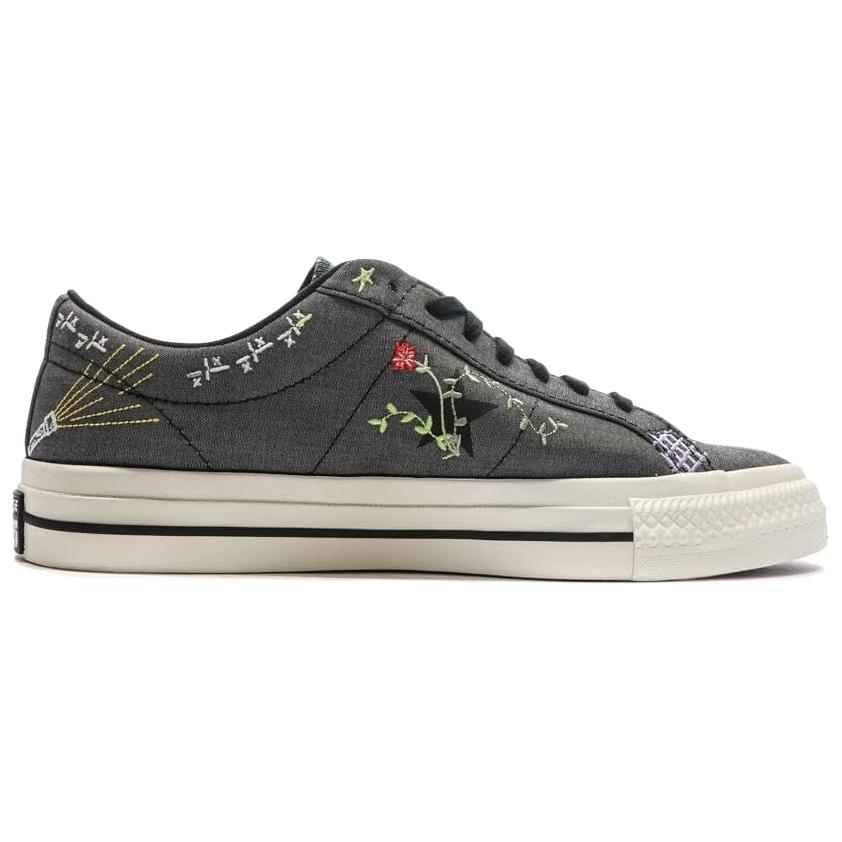 Converse One Star Pro Low Cowboy Embroidery Unisex Sneakers Black Multi Egret A03666C