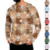 Men's Long Sleeve Hooded Sun Shirt with Christmas Print for Casual Daily Wear