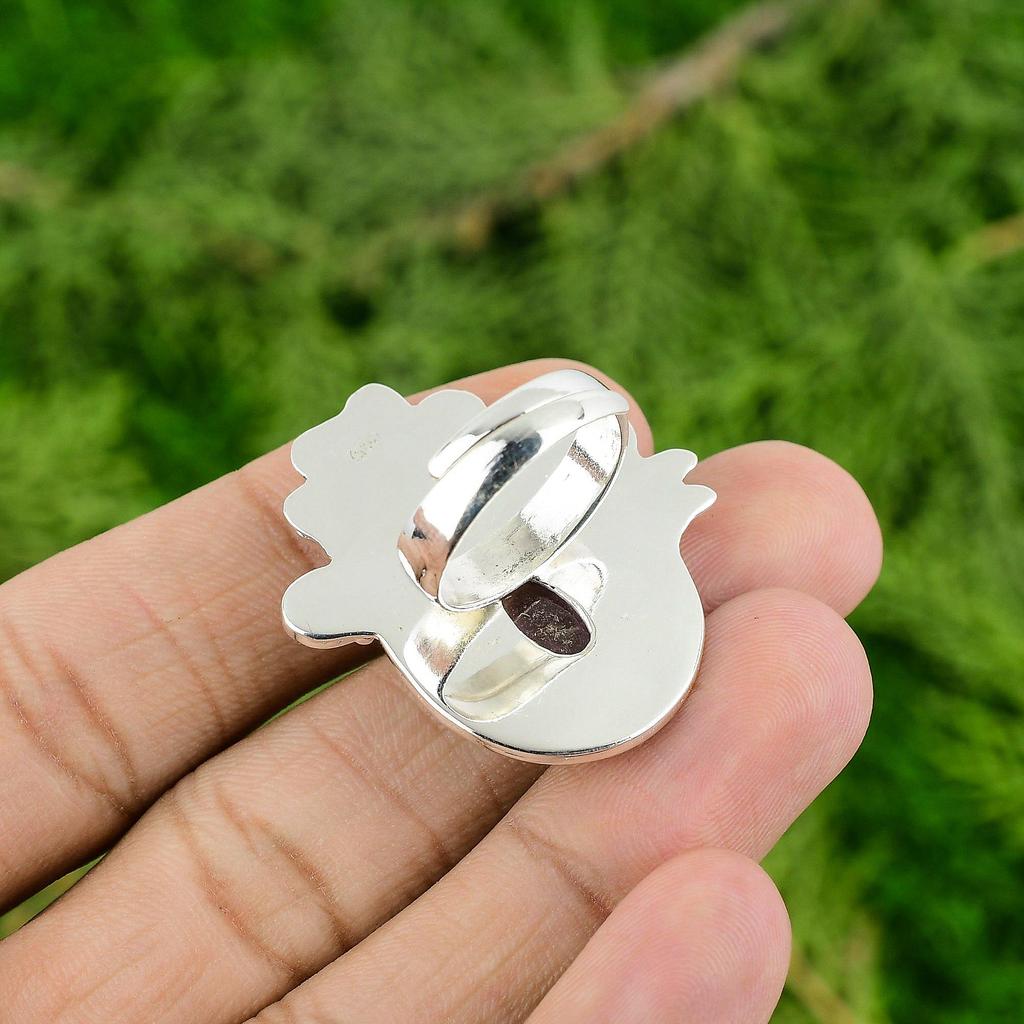 925 Sterling Silver Oval African Amethyst Stone Flower Promise Wife Ring Jewelry