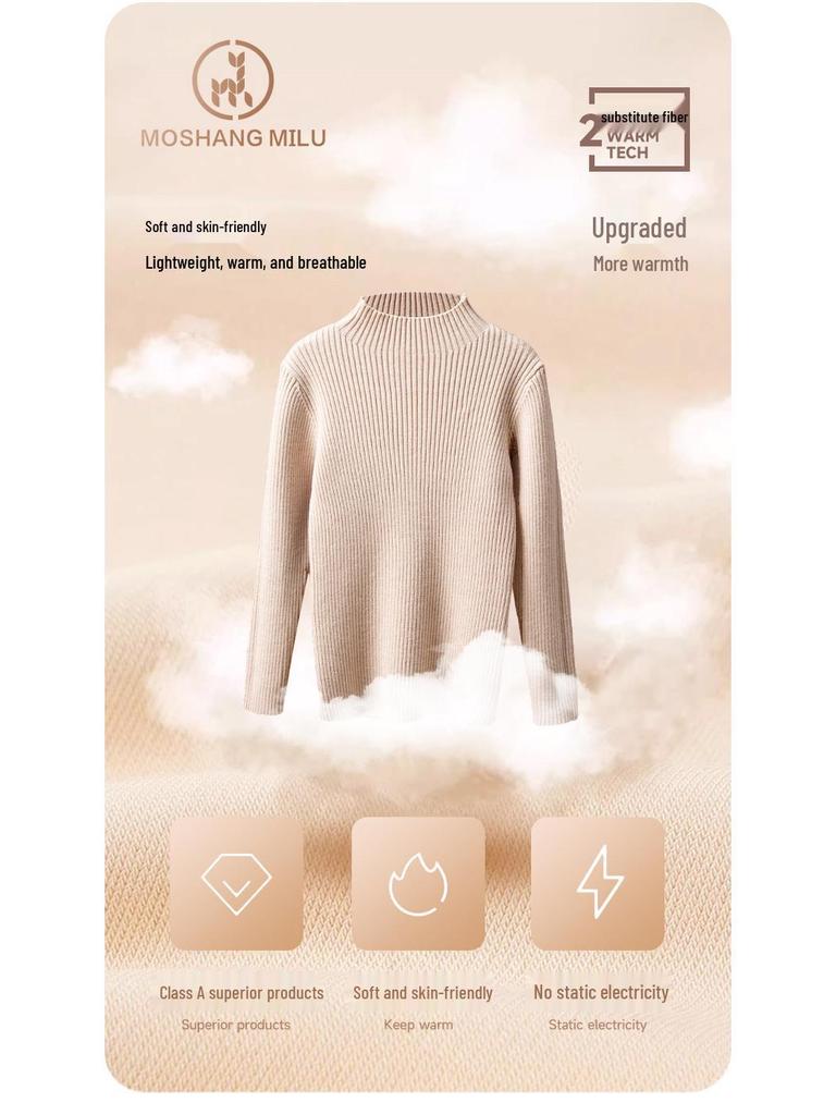 Korean Style Kids' Half-High Neck Sweater: Versatile Knitwear for Autumn/Winter