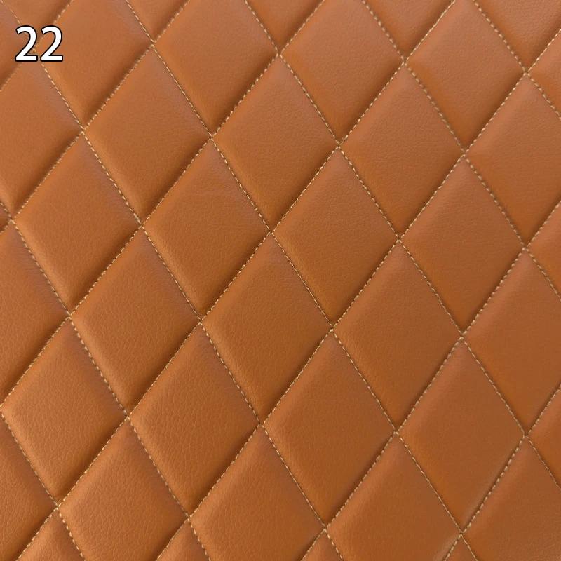 Thick Quilted Faux Leather Fabric Embroidery Upholstery Fabric Car Roof Bedside Leather Door Sponge Trim Decoration