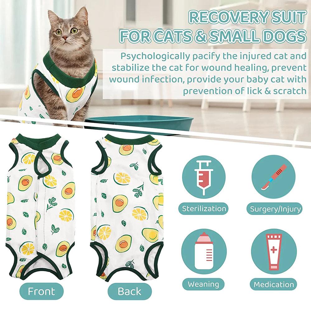 Cat Recovery Suit Kitten Suit E-Collar Alternative for Cats Puppies Small Dogs Abdominal Skin Anti Licking Pajamas Pet Clothing