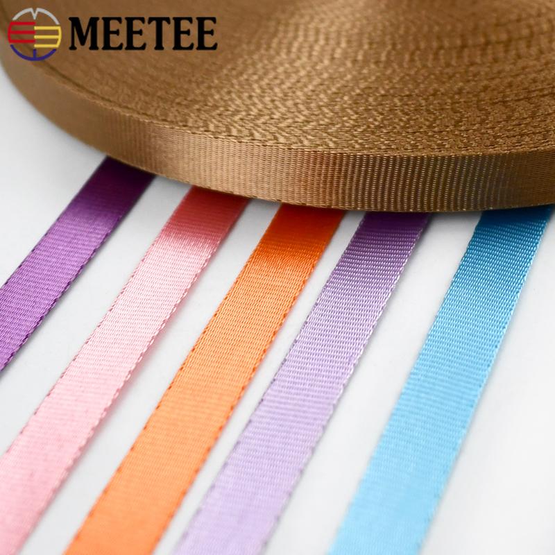 Meetee 45Meters 10-20mm Colored Nylon Webbing Tape Handbag Strap Ribbon Gift Packing Decoration Band Sewing Garment Accessories
