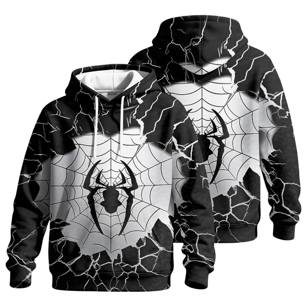 Men's Casual Loose Fit Printed Hoodie with Pocket and Drawstring