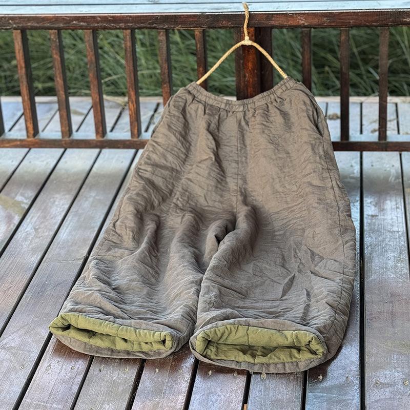 

Johnature Женские теплые брюки с широкими штанинами, эластичной талией, однотонные брюки, зимние карманы, свободные женские брюки L серый