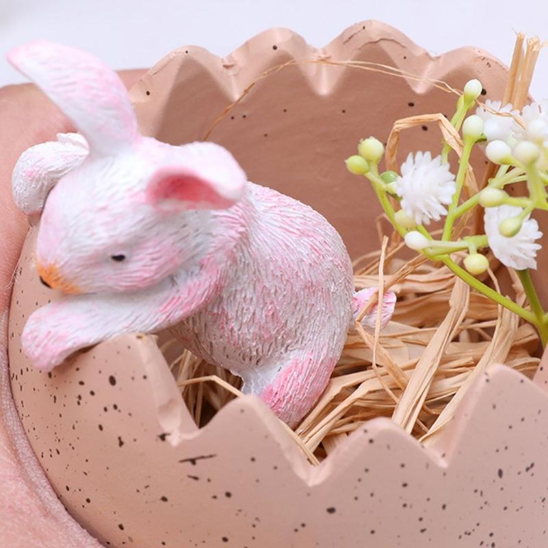 Cute Easters Bunnies and Eggshell Planter Funny Succulents Plant Flower Pots Indoor Bonsais Holder Container Decors