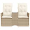 Vidaxl Rozkładana Sofa Ogrodowa Ze Stolikiem, 2-Os., Beż, Rattan Pe