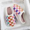 Chihuahua Slippers For Women Men'S And Women'S Indoor Home Warm Winter Colorful Plaid Printed Cotton Slippers Sandalias De Mujer
