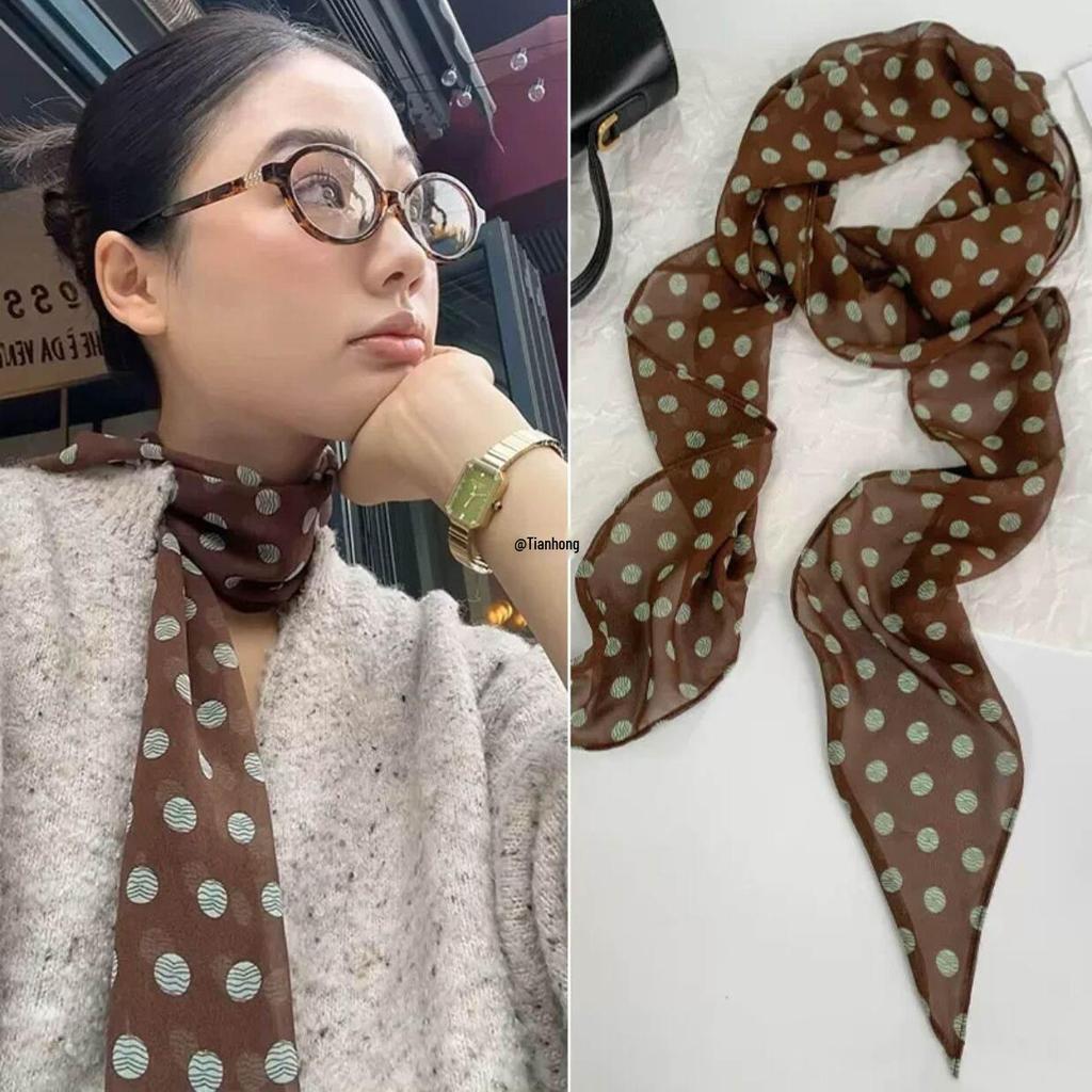 Korean Polka Dot Multifunctional Scarf Tie Hairband Accessory