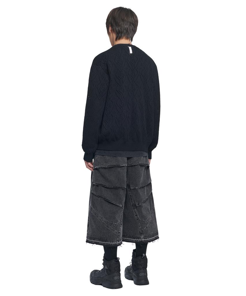 Nomanual T.B Punching Knit Cardigan - Black