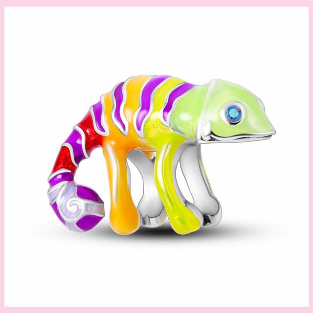 925 Silver Green Color Charms Temperament Cactus Avocado Charm Four Leaf Bead For Bracelet Jewelry Making