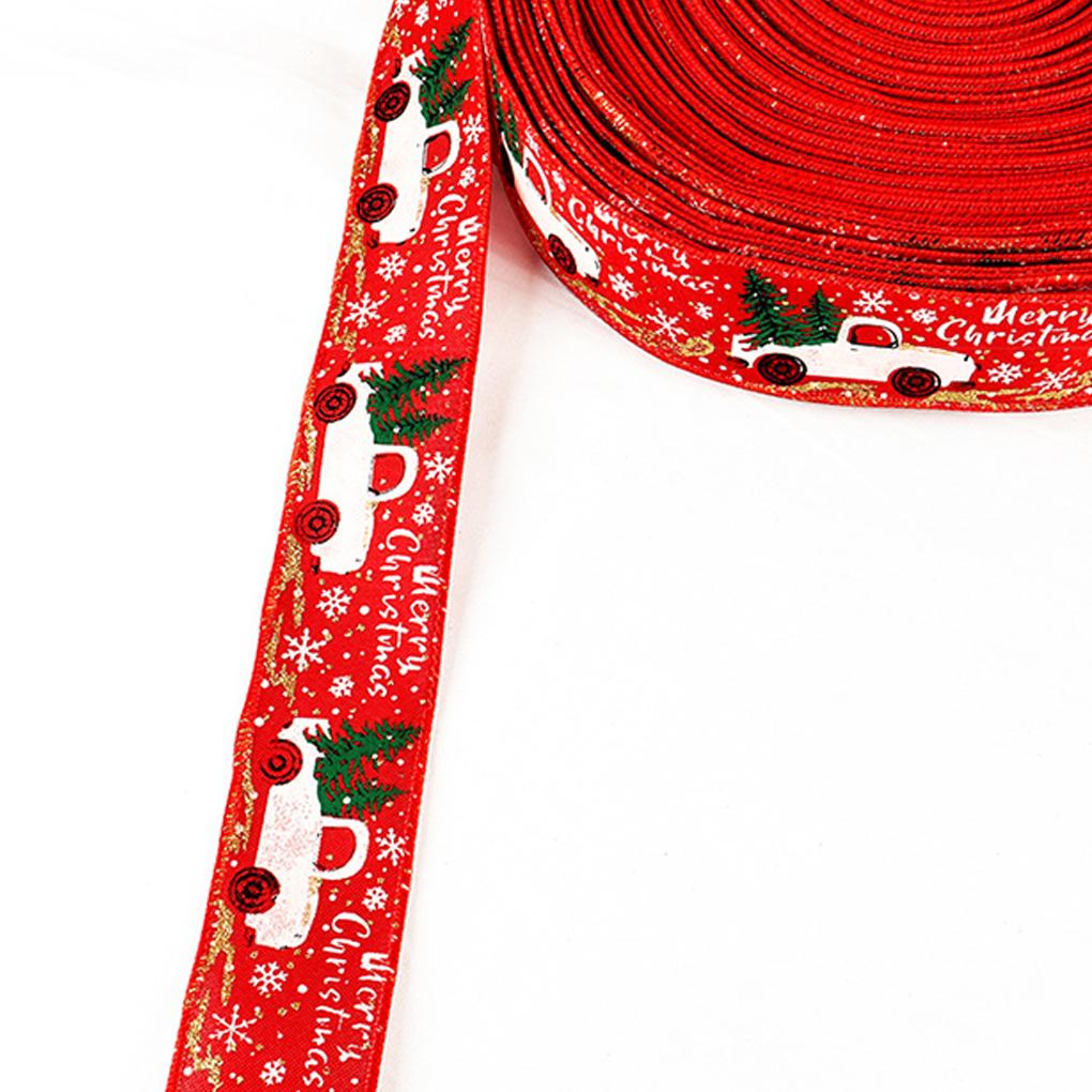 1 Roll Christmas Ribbon Wedding Xmas Tree Decoration Glittery Printed Gifts Packing Flower Banquet DIY Art Handicrafts Band
