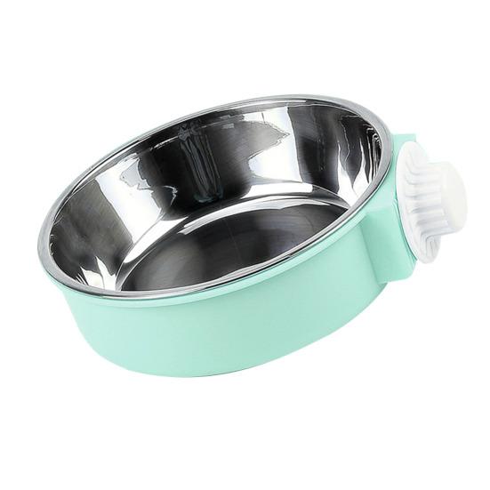 Stainless Steel Bowl for Pet Cage Anti Spill Pet Feeding Bowl Removable Hanging Pet Bowl for Cat Dog Rabbit Cage зелёный