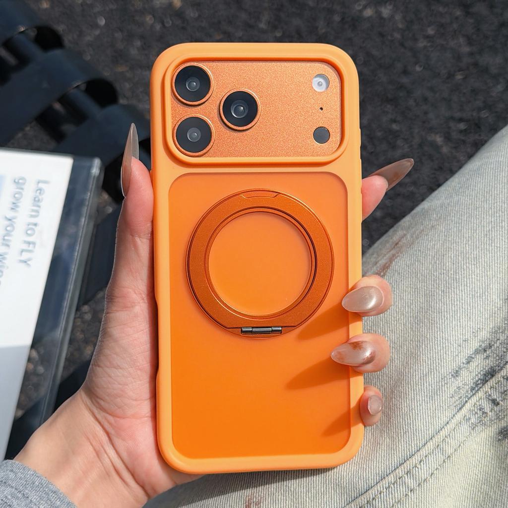 Magnetic For Magsafe Ring Holder Case For iPhone 17 Pro Max Luxury Skin Feel PC Hybrid TPU Matte Clear Stand Cover For iPhone 16 15 14 13 Pro Max