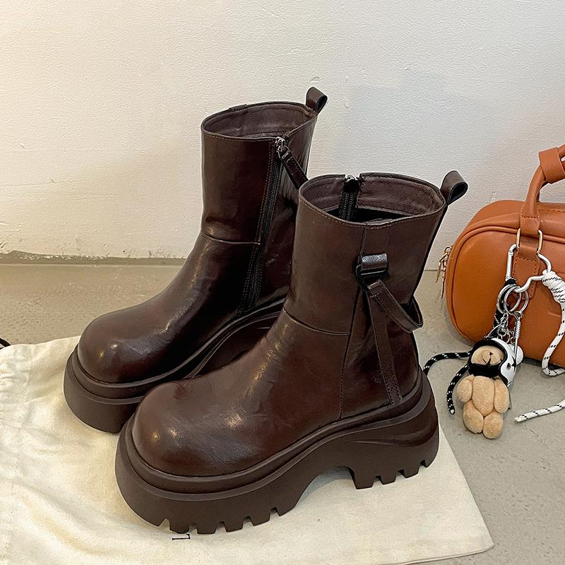 Punk Style Platform Women Ankle Boots Fashion Zipper Thick Heels Shoes Ladies Modern Short Botas Para Mujer